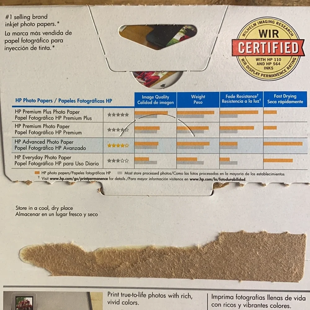 Over 2 pounds of 4 x 6 computer photo paper HP Advanced NIP